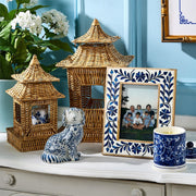 Floral Bone Inlay Picture Frames Set of 2 Indigo Mosaic 9.5