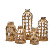 Hand Woven Decorative Vases Set of 5 With Paper Rope Lattice Pattern by [Brand Name]