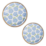 Decorative Round Wood Tray Set – 2 Hydrangea Design Trays – 2 Inch High by [Brand Name]