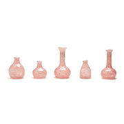 Set of 5 Pink Glass Bud Vases With 4.5 Inch to 7.5 Inch Heights by [Brand Name]