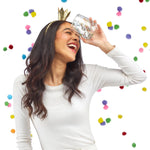 Birthday Queen Stemless Beverage Glass With Glitter Confetti and Crown by [Brand Name]