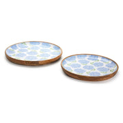 Hydrangea Tabletop Tray Set – 2 Round Lacquered Mango Wood Trays – 2 Inch High by [Brand Name]