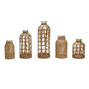 Natural Style Lattice Vase Set of 5 With Paper Rope Texture and Glass Construction by [Brand Name]