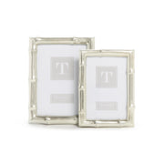 Two Piece Silver Photo Frame Set With Glass Front and Faux Bamboo Detail by [Brand Name]