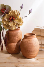 Textured Terracotta Crackle Vases With Rustic Finish 11