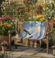 50x60 inch Old Rugged Cross Inspirational Cotton Tapestry Throw by Manual Woodworkers