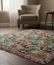 Woven Tapestry Throw Blanket – Dark Succulents 100% Cotton 50x60 Inch