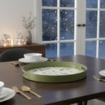 Christmas Pine and Deer Round Plastic Tray