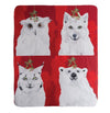 Throw Blanket – Cozy White Christmas Animals – Sherpa Fleece, 50"x60"