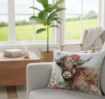 Bloom Highland Cow Climaweave Pillow – Rustic Farmhouse Accent 18x13 inch by Manual Woodworkers