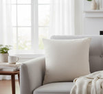 Camel Hair Flatweave Cushion 22x22" – Natural White Square Pillow by Auskin