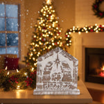 White Washed Christmas Nativity Sign Set O Holy Night Theme with 9.25 inch Height by Melrose