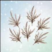 Icy Winter Fern Spray – Frosted Brown and White Stem – Set of 6