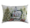 Throw Pillow – Holly and Pine Church Scene – Climaweave Polyester, 18"x13"