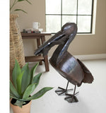 31 inch Hand-Hammered Recycled Metal Pelican with Fish by Kalalou