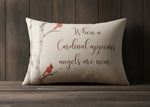 Outdoor Pillow When a Cardinal Appears– 18x13 Inch by Manual Woodworkers
