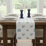 Dining Table Runner – 72 Inch Polyester Etre Fleur Blue by Manual Woodworkers