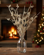 Christmas Holiday Berry Spray Set of 2 Gold Sparkle Accents