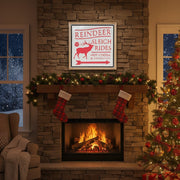 Reindeer Rides Holiday Square Sign 15.75 Inch Height Red White Wall Decor Melrose