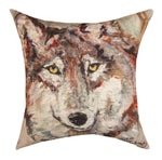 Wolf Head 18" Weather-Resistant Climaweave Pillow by Manual Woodworkers