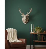 Handmade Rustic Deer Head Wall Sculpture – Recycled Wood – 20x13x8.75 inch