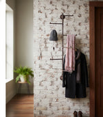 35.6 Inch Set of 2 Wall Swivel Coat Racks – Rustic Brown Metal by Kalalou