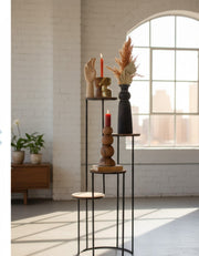 Four Tier Wood and Metal Round Display