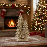 Glittered Double Resin Tree Figurines Set of 2, 11.5