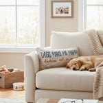 Polyester Throw Pillow Dogs Make Me Happy – 17x9 Inch by Manual Woodworkers
