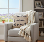 Cotton Blend Pillow Cover – Hooked Sea Sand Sun Pattern 16x16 inch by Manual Woodworkers