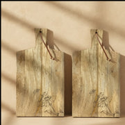 Mango Wood Serving and Cutting Board Set with Floral Etching