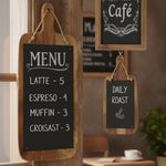 Set of two wood memo cutting boards in brown and black for wall décor