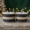 Christmas Decorative Ribbon Set – Black and Gold Wool Wired