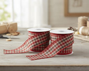 Plaid Holiday Ribbon – Wired Cotton Craft Ribbon Set of 2
