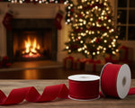 Christmas Red Nylon and Wool Wired Ribbon – 4