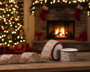 Red and Beige Christmas Ribbon – 2.5