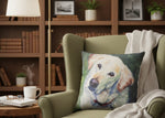 Yellow Labrador 18x18 inch Polyester Climaweave Pillow by Manual Woodworkers