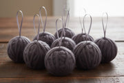Soft Textured Yarn Ball Ornaments – Neutral Grey Christmas Décor