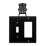 Double Adirondack Chair Single Switch & GFI Cover – Black Wrought Iron, 6 5/8" H, Lakehouse Silhouette Wall Plate by Village Wrought Iron Inc.