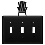 Adirondack Chair Triple Switch Cover Wrought Iron Cabin Design 6.63" H Decorative Wall Plate for Lodge Decor by Village Wrought Iron Inc.