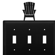 Cabin Style Adirondack Chair Triple Switch Plate Wrought Iron Wall Cover 6.63 H Rustic Home Decor by Village Wrought Iron Inc.