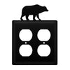 Rustic Bear Double Outlet Cover – Wrought Iron Cabin Wall Plate