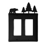 Double GFCI Outlet Cover Bear & Pine Trees Wrought Iron 6.63" H Decorative Wall Plate by Village Wrought Iron Inc.