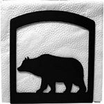 Bear Napkin Holder 6"H – Black Wrought Iron Wildlife Tabletop Organizer By Village Wrought Iron Inc.
