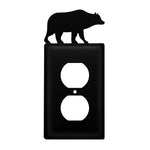 Single Bear Outlet Cover 6.25"H Black Wrought Iron Wildlife Silhouette Wall Plate By Village Wrought Iron Inc.