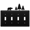 Bear and Pine Quadruple Switch Wrought Iron Cover