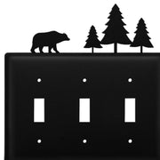 Triple Switch Cover – Wrought Iron Bear and Pine Silhouette Plate