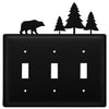 Triple Switch Cover – Wrought Iron Bear and Pine Accent