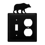Double Bear Switch & Outlet Cover – Black Wrought Iron, 6 1/4" H, Rustic Wildlife Decorative Wall Plate by Village Wrought Iron Inc.