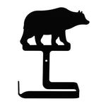 Bear Toilet Tissue Holder – 7 1/2" H Black Wrought Iron Rustic Toilet Paper Holder, Wildlife Wall Mount by Village Wrought Iron Inc.